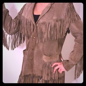 1970s vintage leather fringe coat